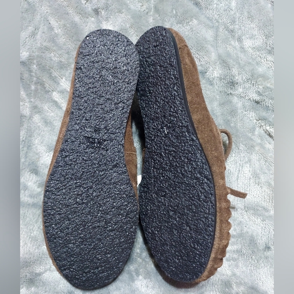 Zara Girls Brown Suede Moccasins with Fringe Sz-2 - Picture 6 of 6